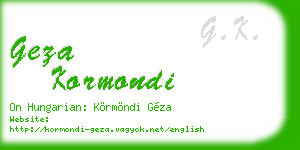 geza kormondi business card