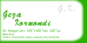 geza kormondi business card